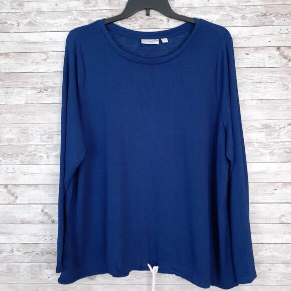 Belle by Kim Gravel Sweaters - Belle Beach Kim Gravel Womens Top 2X Drawstring Bottom Long Sleeve Blue NWOT 232